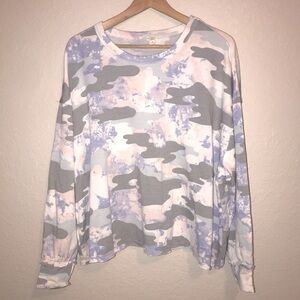 Como Blu Women's Plus Size 1X Athlesiure Baby Terry Pullover